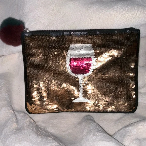 Stella & Dot Sequin Cosmetic Pouch Wine Glass 🍷 - Picture 13 of 16